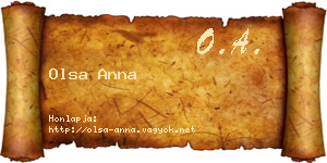Olsa Anna névjegykártya